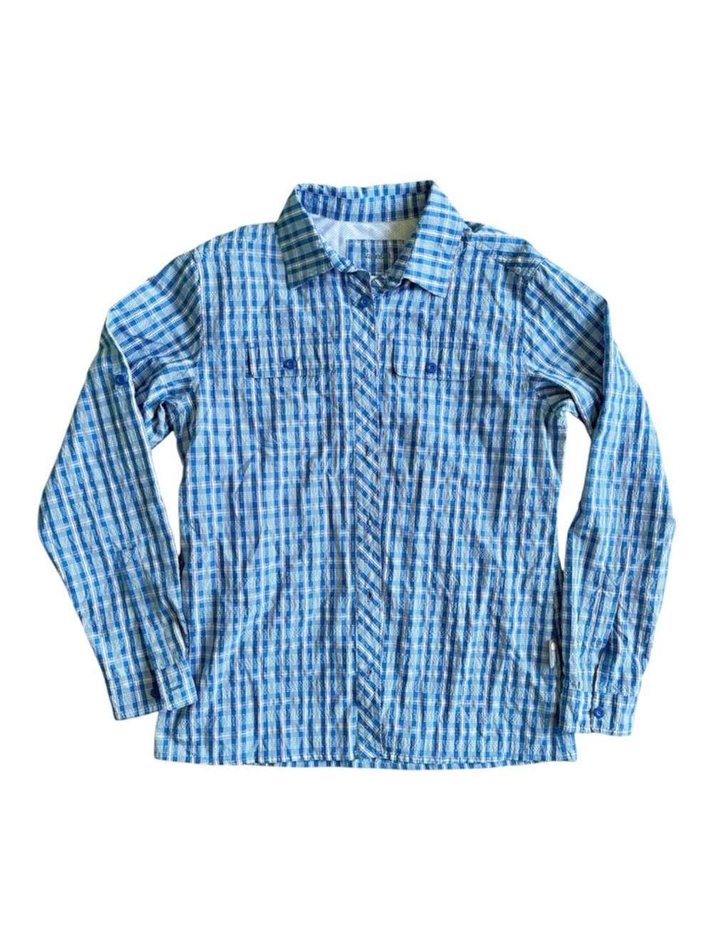 Cabela's No Fly Zone Insect Defense Blue Plaid Shirt - Large